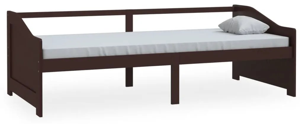322167 vidaXL Pat de zi cu 3 locuri, maro închis, 90x200 cm, lemn masiv pin