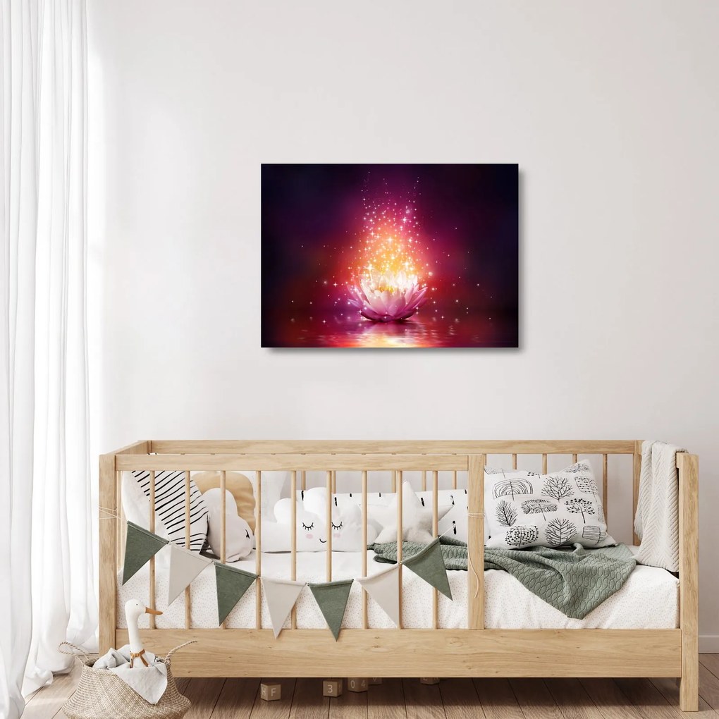 Tablou pe sticlă cu floare de lotus (70x50 cm)