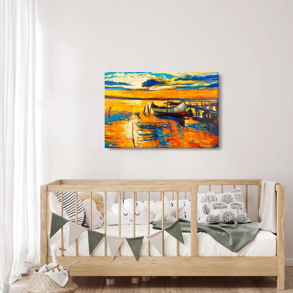 Tablou - Barca la apus de soare (90x60 cm)