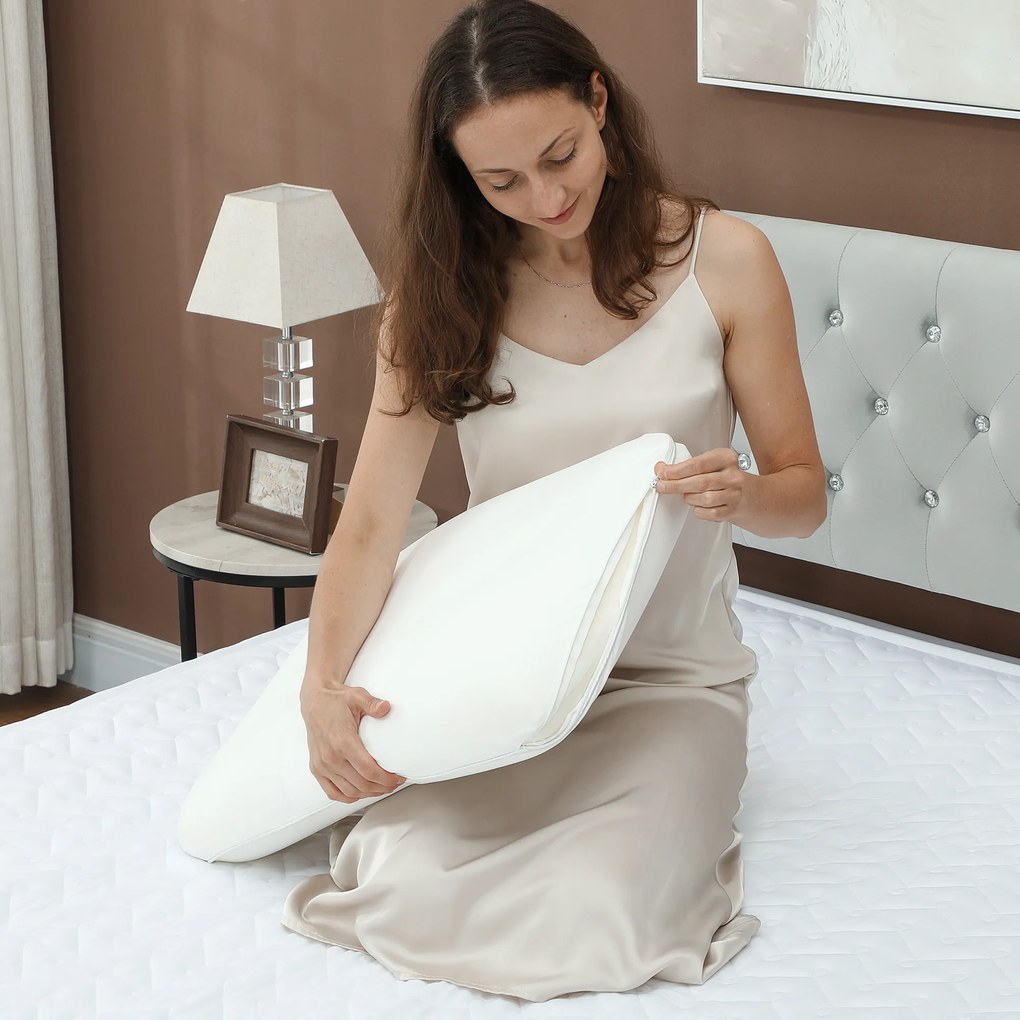 HOMCOM Pernă Memory Foam cu Husă Detașabilă 60x40x10 cm Crem | Aosom Romania