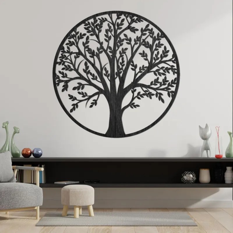 SENTOP | Copacul Vieții din lemn, într-un cerc – decorațiune murală | FORTIS