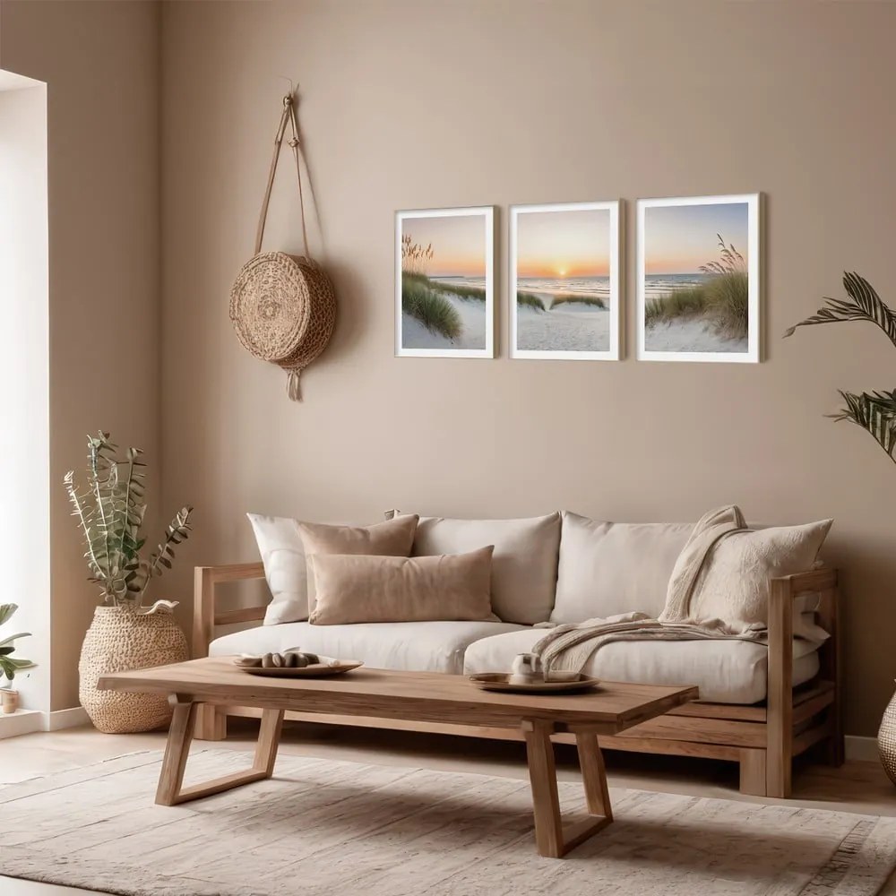 Tablouri 3 buc. 30x40 cm Sunrise on the Beach – knor