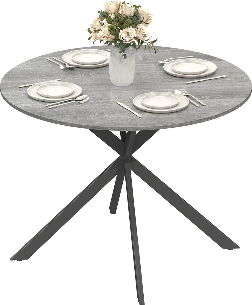 HOMCOM Masă rotundă pentru 4 persoane, masă de bucătărie în stil industrial cu picioare din oțel, pentru zona de luat masa, bucătărie, Gri | Aosom Romania