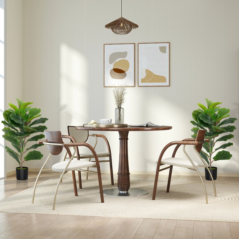 HOMCOM Set de 2 plante artificiale de interior 80 cm ficus lyrata arbore artificial cu ghiveci din plastic și sol flocat verde | Aosom Romania