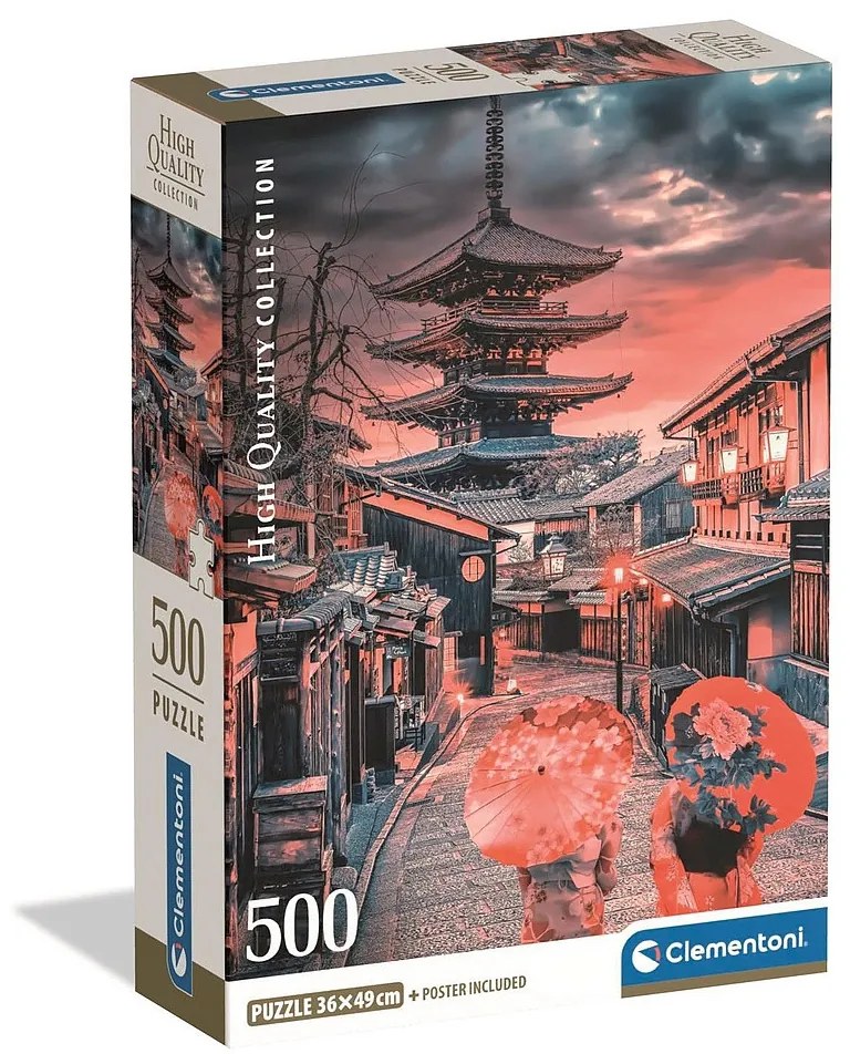 Orașe Evening in Kyoto Puzzle japonez compact cu 500 de piese Clementoni