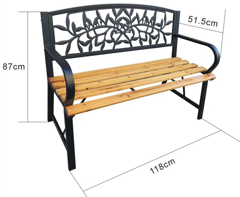 Bancă de grădină Rita (negru + lemn natural). 1088099