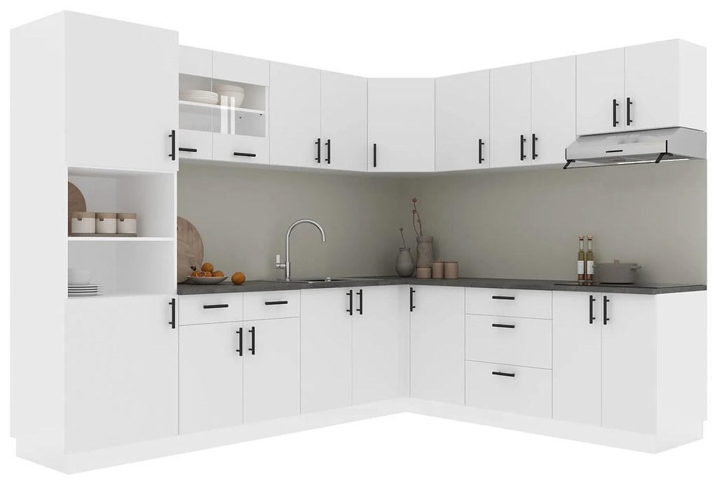 Set Bucatarie Colt Karo V36, Alb, Blat Thermo 28 mm, L 280 x 220 cm