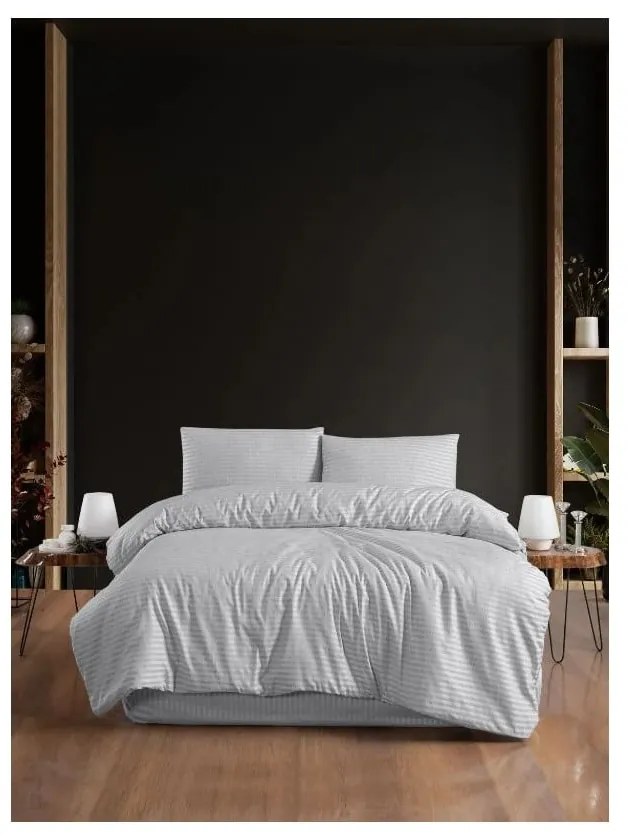 Lenjerie de pat gri deschis pentru pat dublu/canapea extinsă cu cearceaf inclus/cu 4 piese 200x220 cm – Mila Home