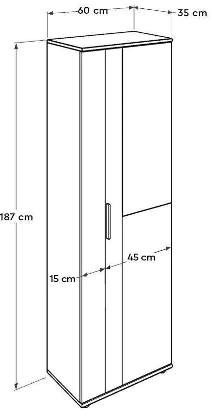 Pantofar Adore Porto, 2 usi reversibile cu oglinda, 10 rafturi, capacitate 28 perechi , 60 x 187 x 36 cm