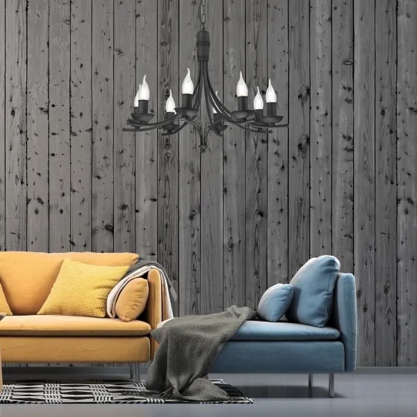 Lustră pe lanț LUCY 8xE14/60W/230V negru