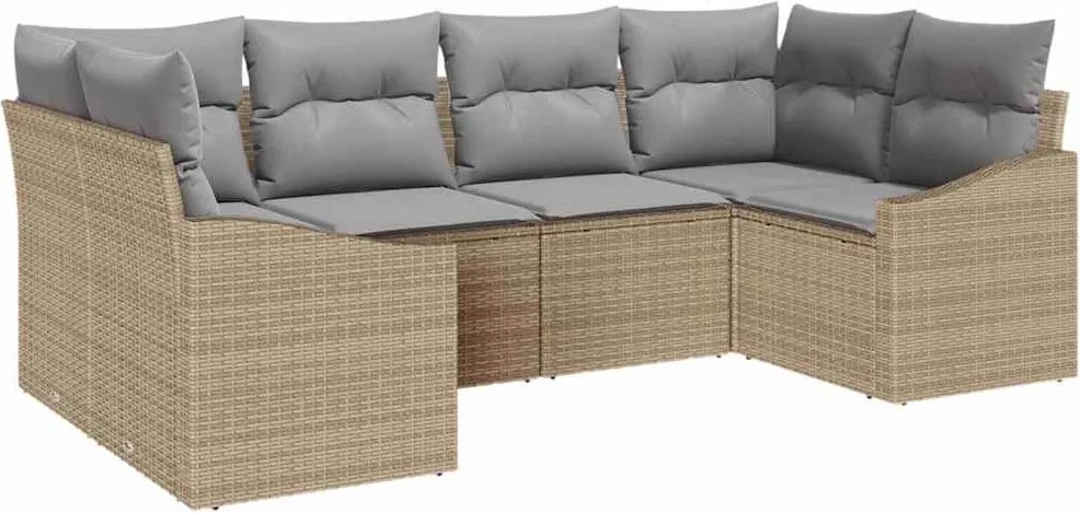 vidaXL Set de canapea cu pernă 6 pcs Bej poliratan