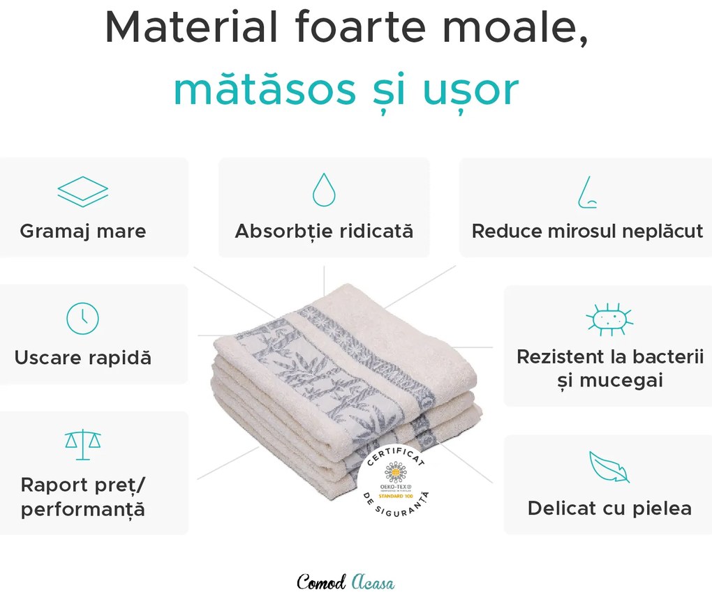 1x prosop de baie maro BAMBOO + 2x prosop de maini maro BAMBOO