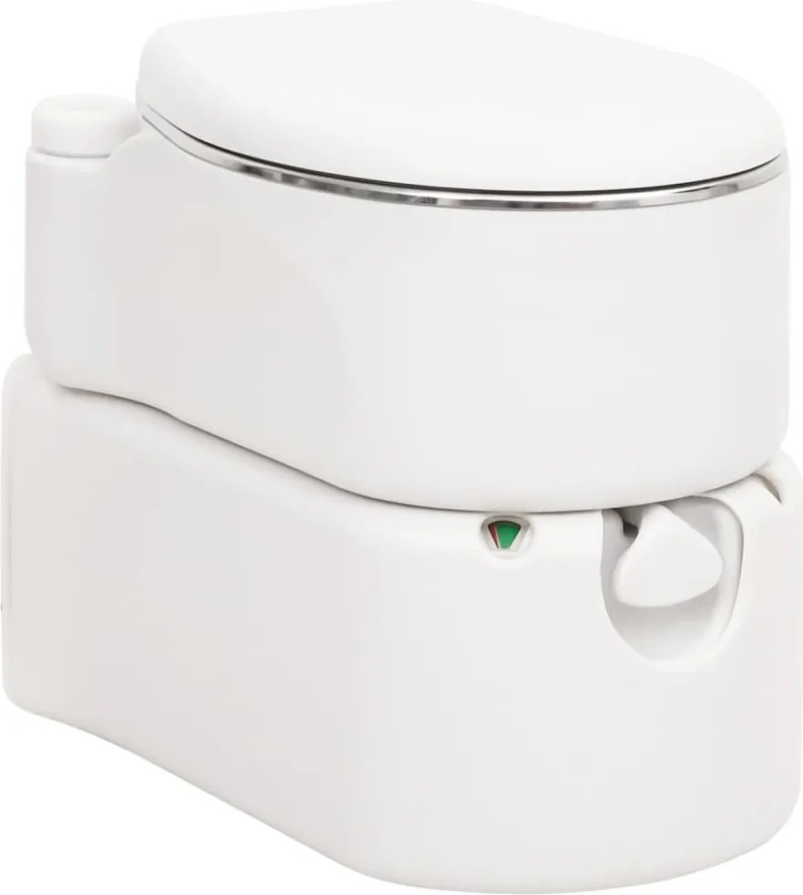 vidaXL Toaletă de camping integrată, alb, 24+17 L HDPE și oțel