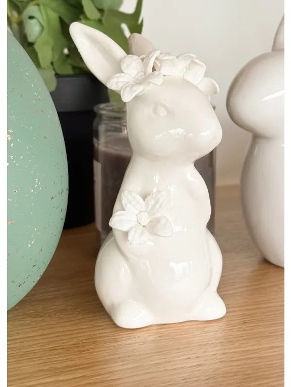 Iepuras din portelan LILY BUNNY 12 cm alb