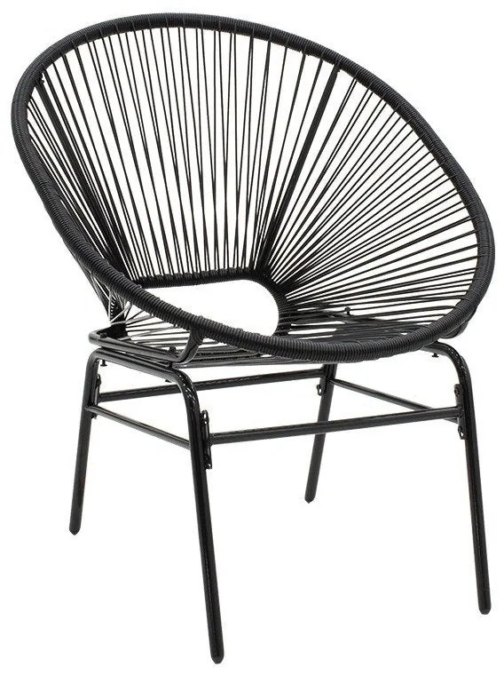 Set măsuță și 2 scaune de exterior Lady Pakoworld din metal și ratan, negru