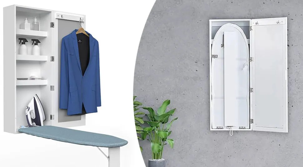 Dulap de perete cu oglinda si masa de calcat rabatabila