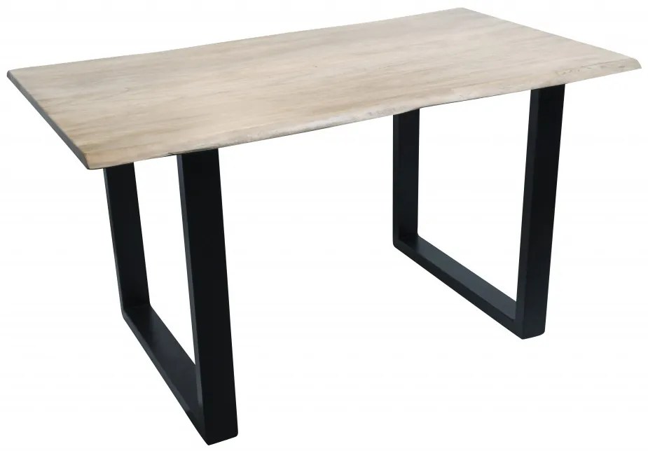 Masa dreptunghiulara cu blat din lemn de salcam Tables &amp; Benches 160x75x77 cm maro deschis/negru