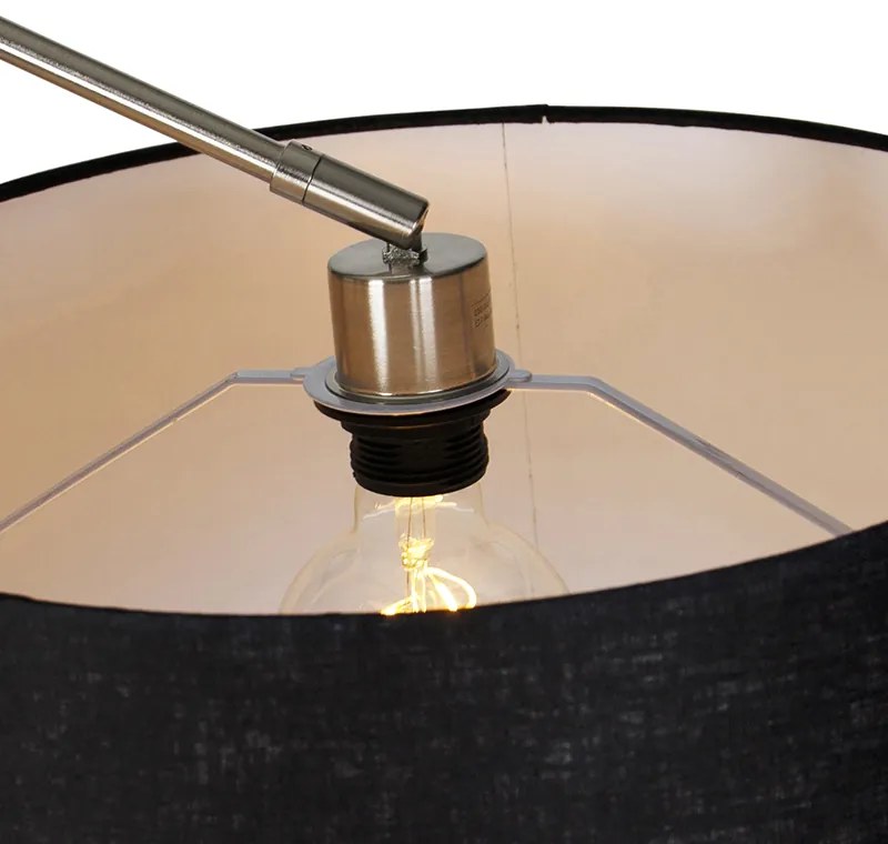 Lampa de podea moderna din otel cu abajur din in negru 45 cm - Editor