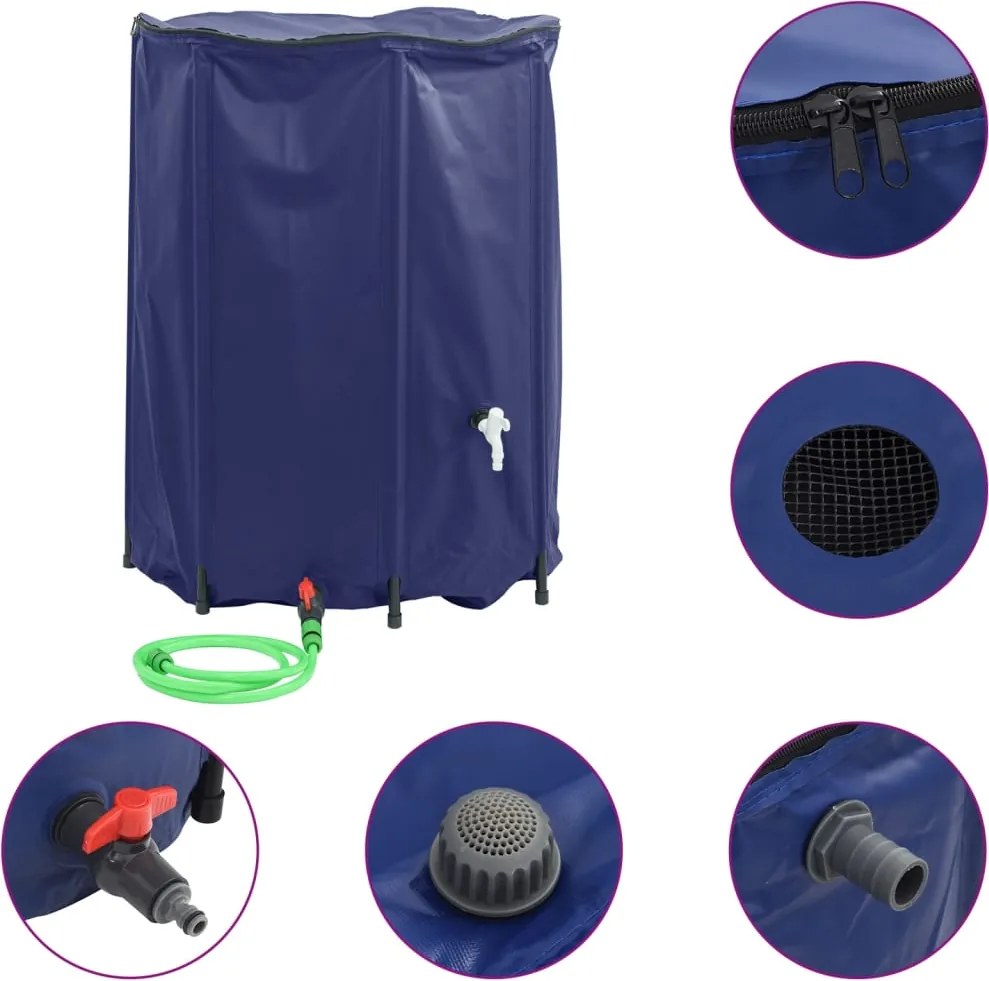 vidaXL Rezervor de apă cu robinet, pliabil, 1350 L, PVC