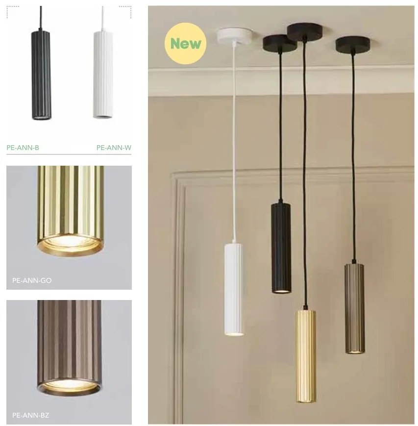 Pendul din aluminiu canelat Anna negru