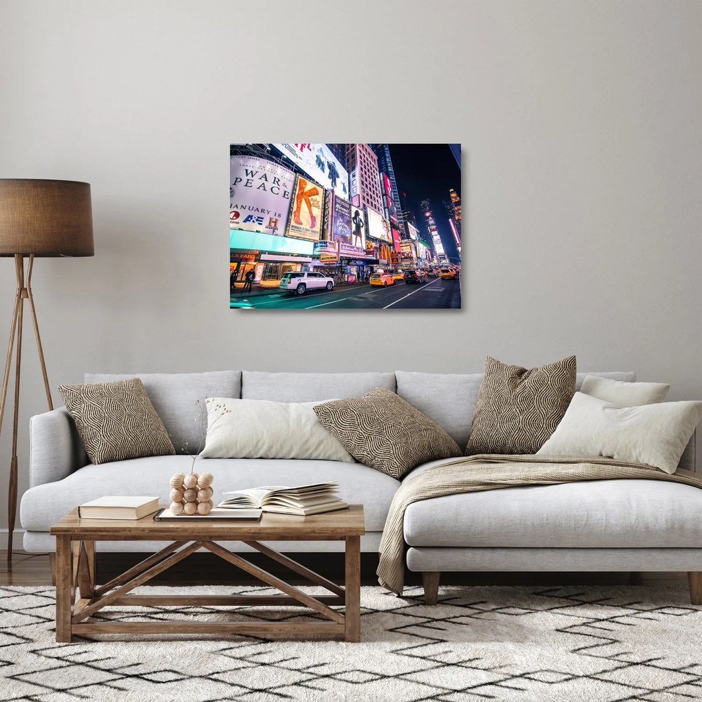 Tablou pe sticlă - New York Theather District (70x50 cm)