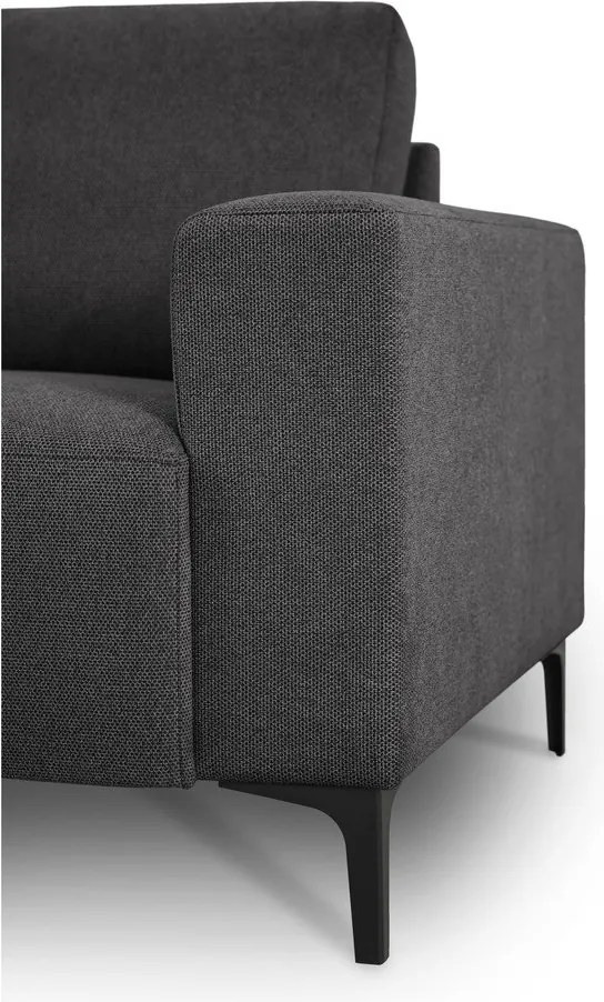 Colțar gri antracit cu tapițerie din chenille (cu colț pe partea stângă/cu șezlong) Fabian – Scandic