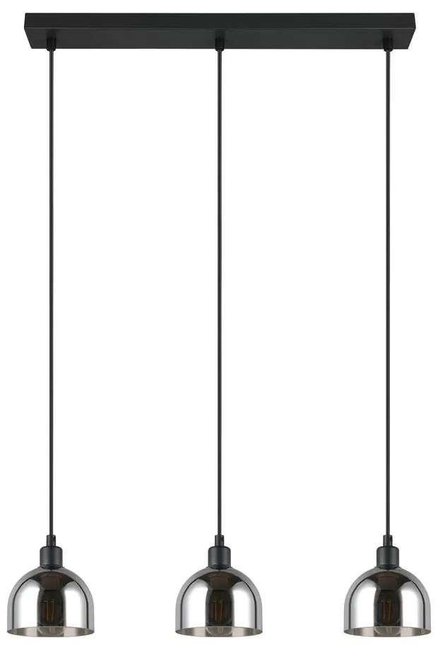 Lustră neagră/argintie cu abajur din sticlă Molly – Reality