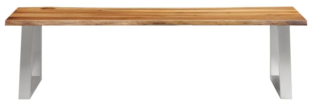 283894 vidaXL Bancă 160 cm Lemn masiv de acacia și oțel inoxidabil