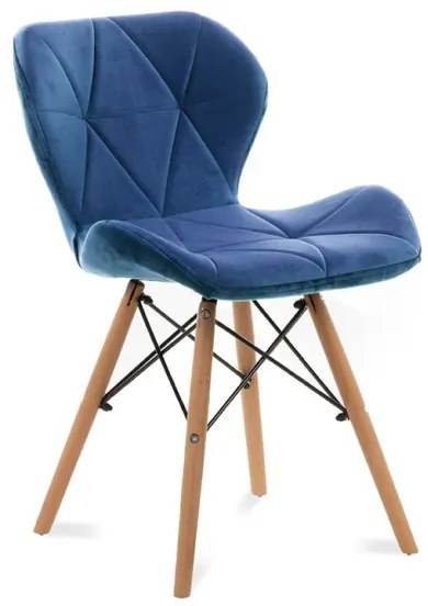 SET 4x scaun de sufragerie TRIGO 74x48 cm albastru închis/fag