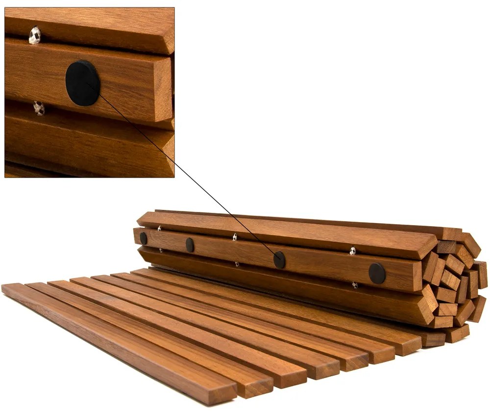 Casaria Covoraș de baie LINE, lemn de acacia, 80x50x1cm, maro