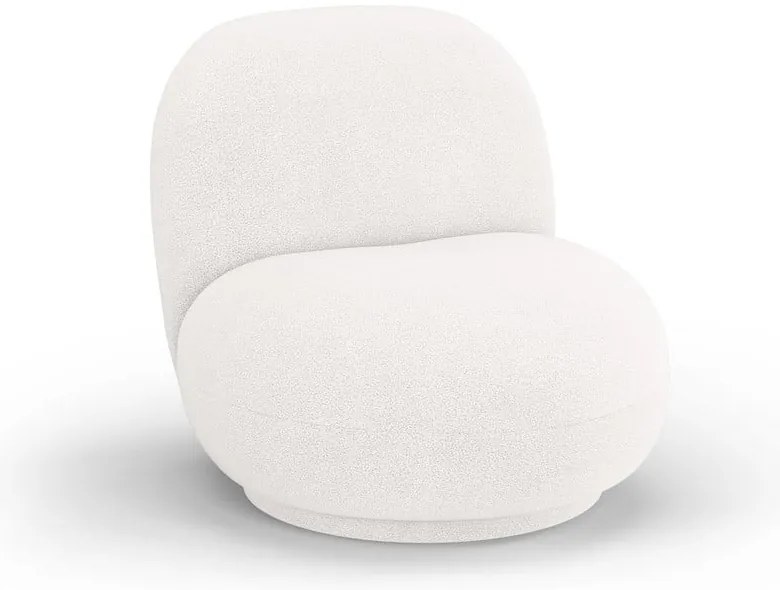 Fotoliu alb cu tapițerie din stofă bouclé Chuck – Micadoni Home