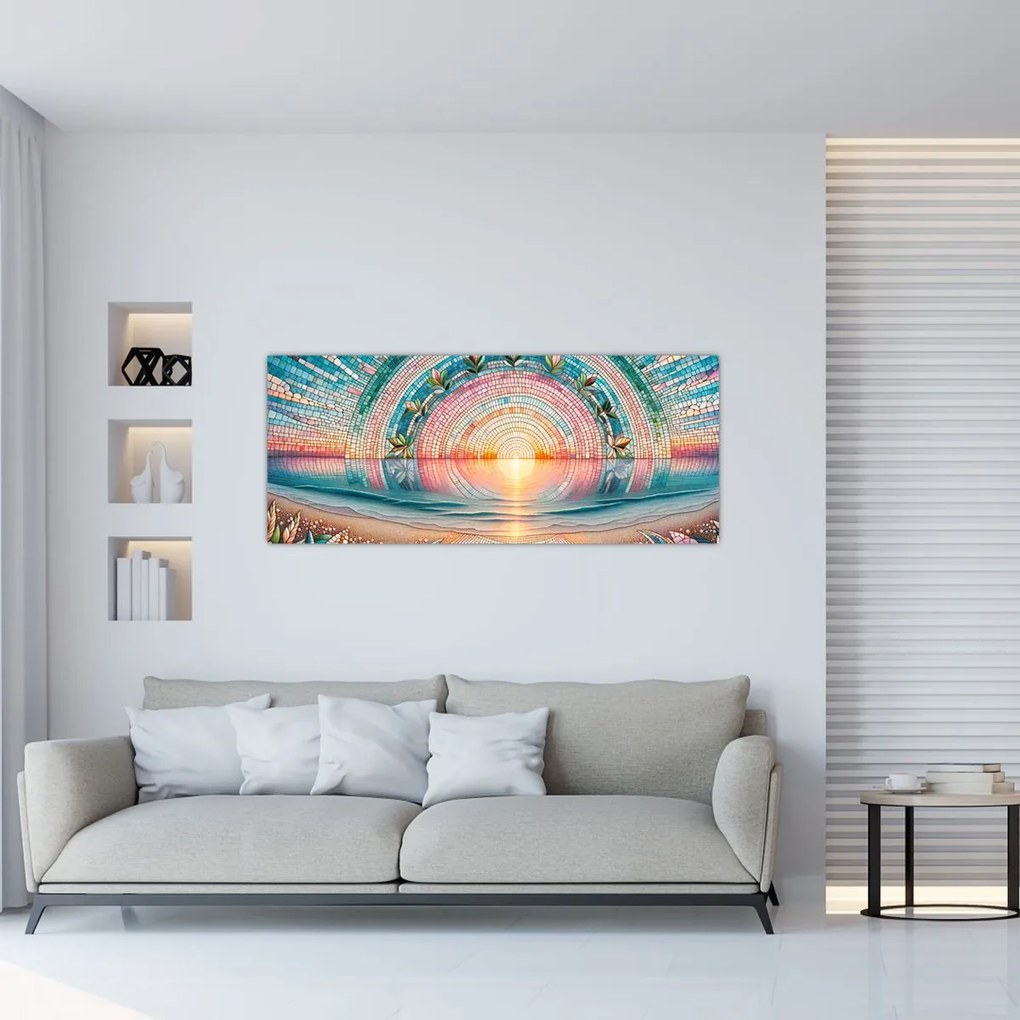 Tablou – Mozaic al soarelui la apus (120x50 cm)
