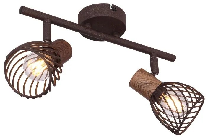 Aplica de perete / tavan cu 2 spoturi design industrial Isabelle ruginiu