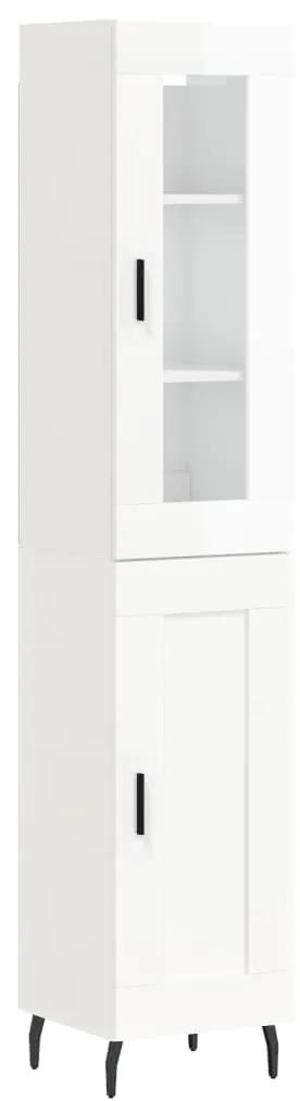 3199507 vidaXL Dulap înalt, alb extralucios, 34,5x34x180 cm, lemn prelucrat