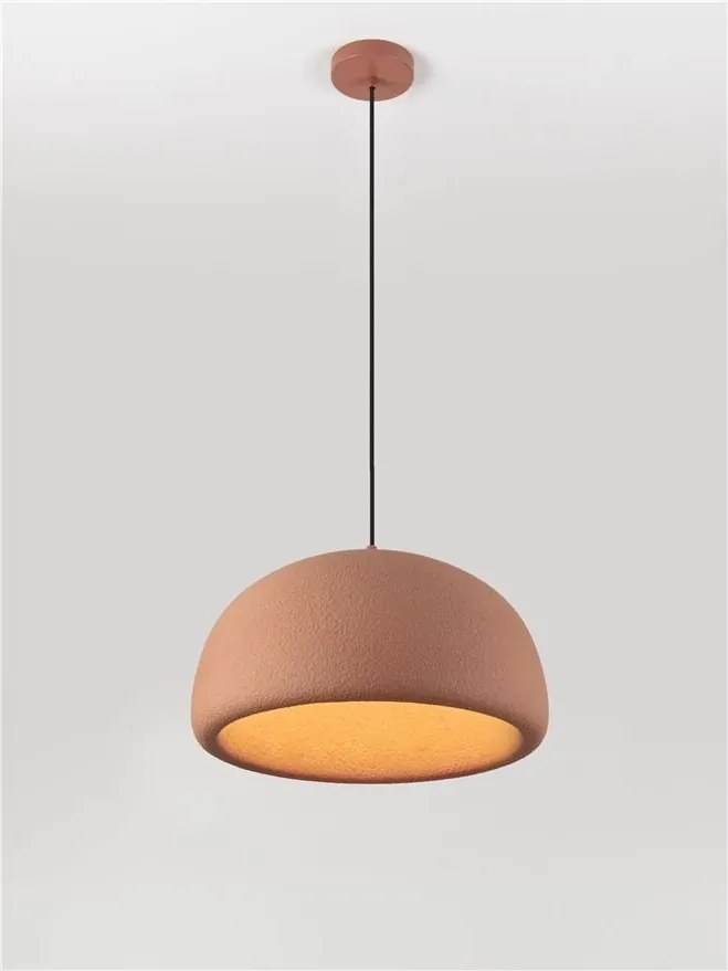 Lustra suspendata cu textura granulata Davo 43cm, rosu caramiziu