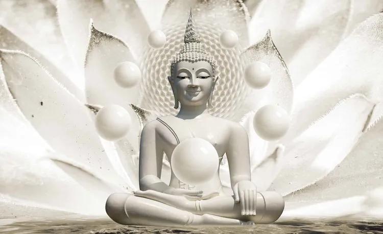 Buddha Zen Spheres Flower 3D Fototapet, (152.5 x 104 cm)