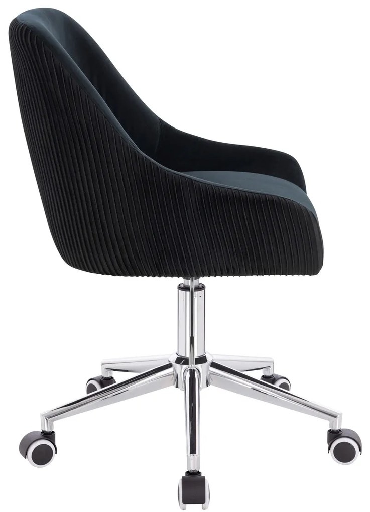 HR920K Scaun Neagră din Catifea cu Bază Cromata