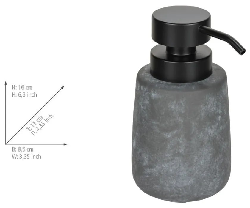 Dozator de săpun lichid gri din ceramică 400 ml Sacile – Wenko