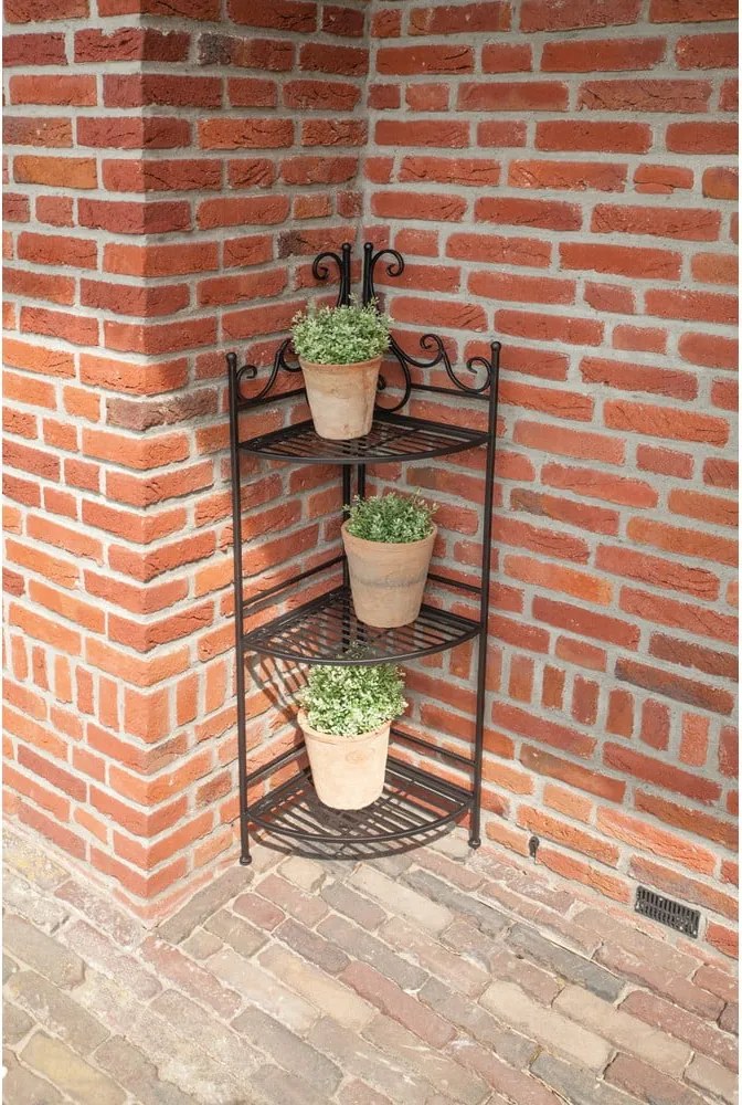 Suport metalic de colţ pentru ghivece Esschert Design, negru