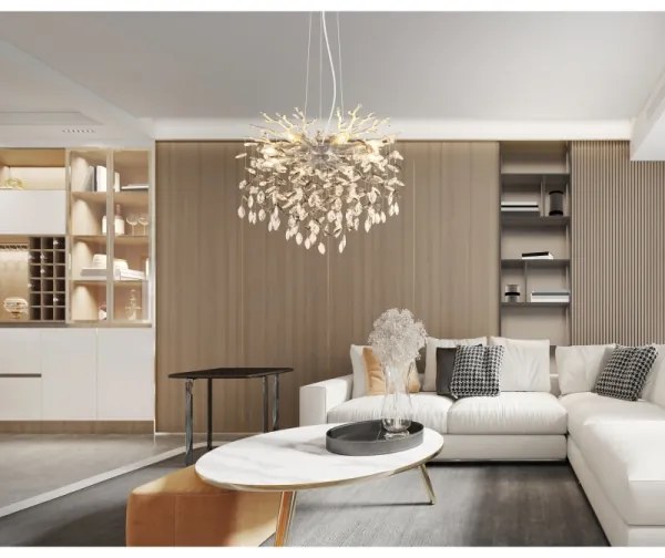 Globo 64138H1S - Candelabru suspendat pe cablu QUEENA, 8xE14/40W/230V, argintiu