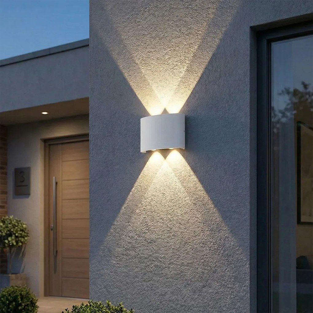 Aplică de perete pentru exterior alb cu LED 4 lumini IP54 - Silly