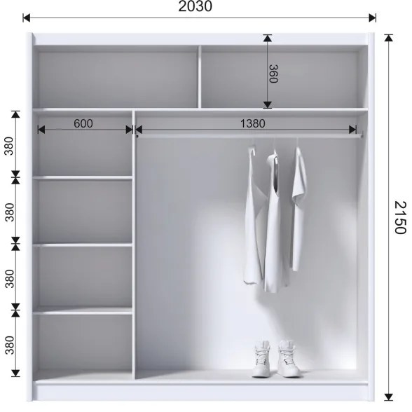 Dulap cu oglindă SABRINA 203x215 cm, stejar craft