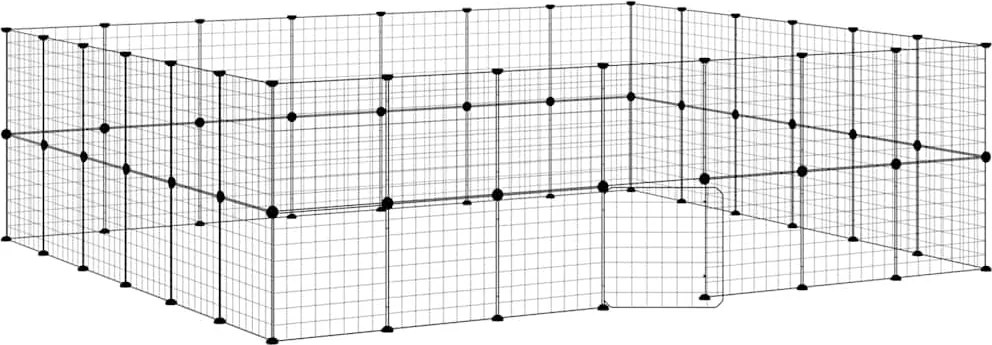 vidaXL Cușcă animale de companie cu ușă 52 panouri negru 35x35 cm oțel