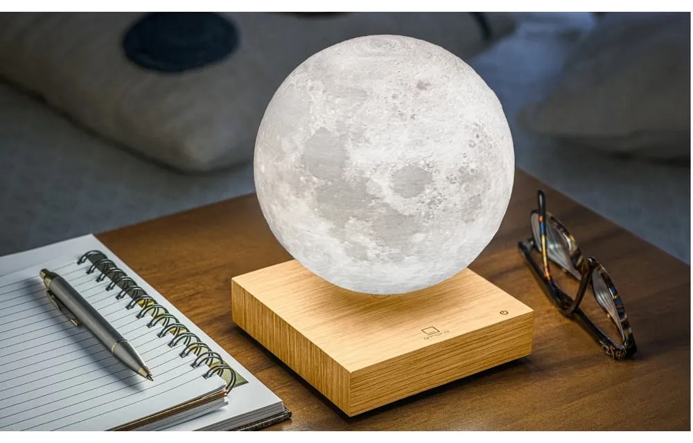 Veioză cu levitație magnetică în formă de Lună Gingko White Ash