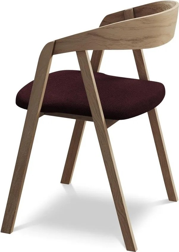 Scaun de sufragerie burgundy din lemn masiv Erika – Makamii