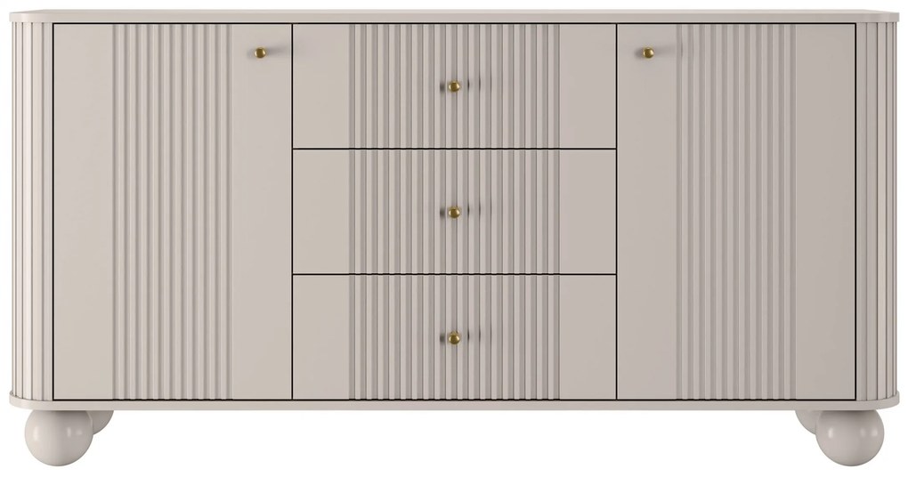 Comodă cu sertare Vesper 160 cm - cașmir / mânere aurii / picioare sferice
