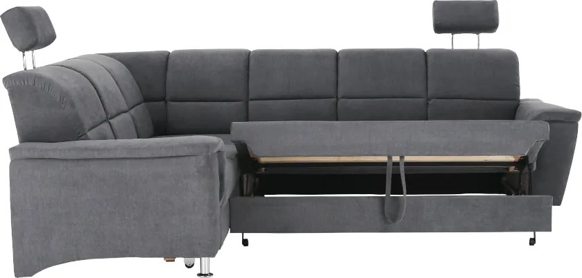Colţar extensibil, material textil gri, model stânga, SANTIAGO