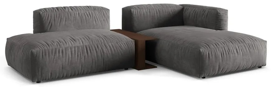 Colțar modular gri cu tapițerie din catifea (cu colț pe partea dreaptă/cu șezlong) Martina – Micadoni