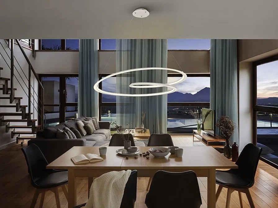 Lustra LED design XL ultra-modern Looping Ø97cm alba
