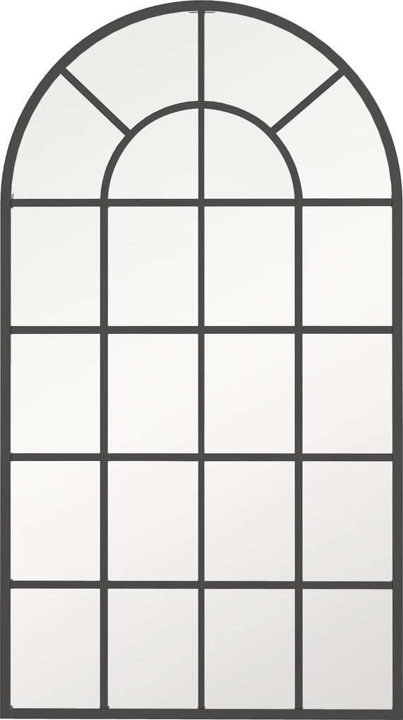 Oglindă arcuită pentru casă și birou cu suport de perete din sticlă groasă și metal, 62x2,5x110 cm, de culoare negru HOMCOM | Aosom Romania